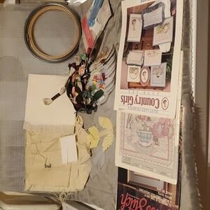 Vintage 1987 cross stitch lot including patterns